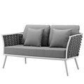 White Grey Aluminum Outdoor Loveseat Sofa D21578