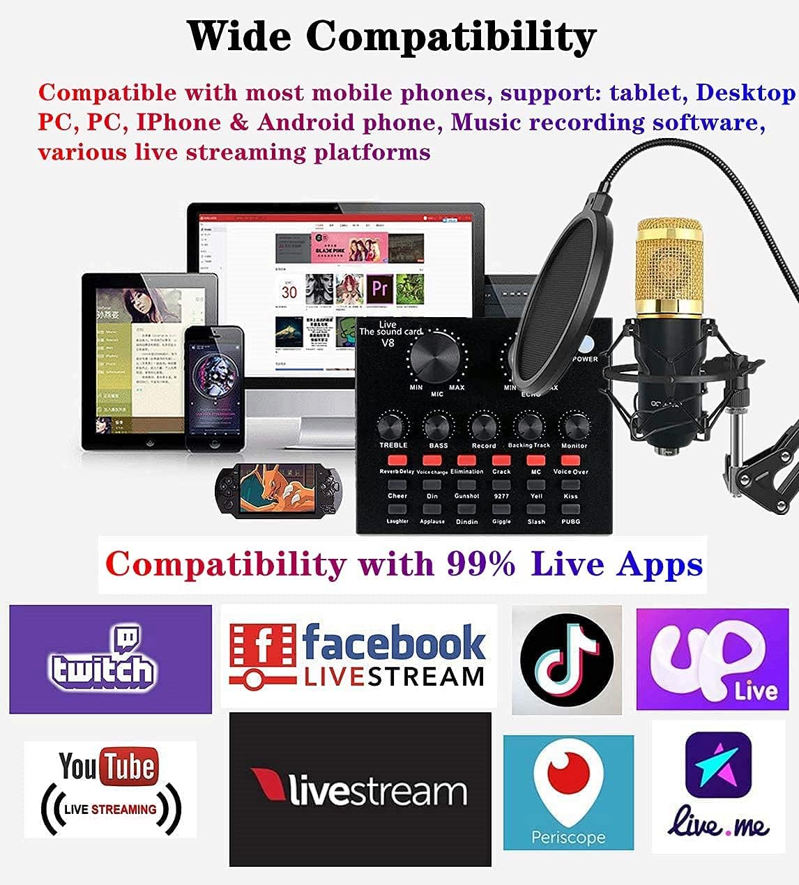 Podcast Equipment Bundle, Condenser Studio Microphone with Sound Card, Pack of 2 H676910