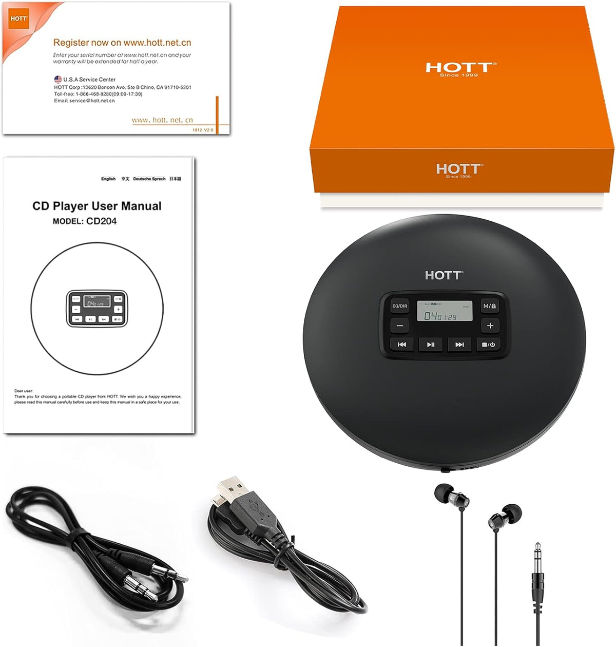 Portable Compact CD Player with Headphones L831