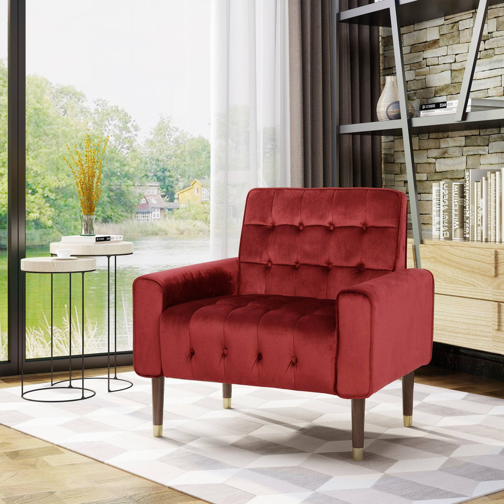 Emerald Velvet Button-Tufted Armchair L4792