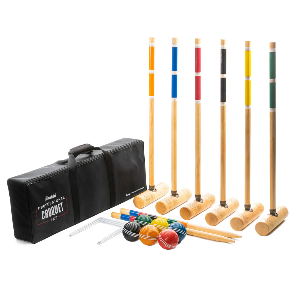 6 Croquet Wood Mallets and All Weather Balls Set U9780