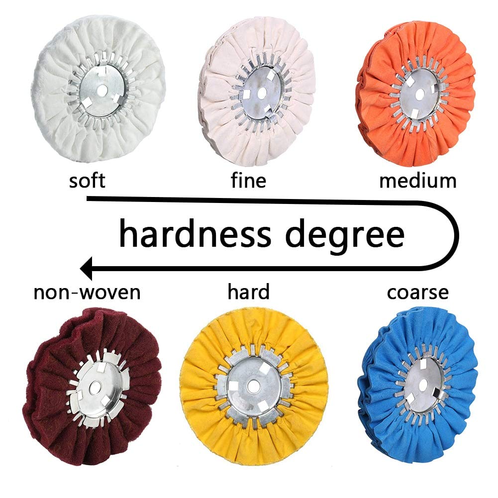 Airway Buffing Wheel Kit 7 PCs, 8" Diameter, 5/8" Arbor Hole, 16 Ply C758850