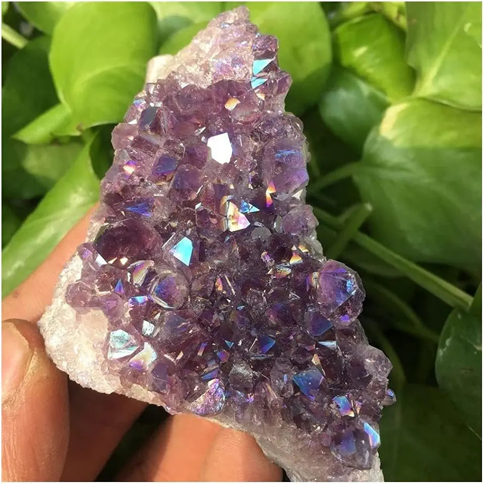 Electroplated Amethyst Crystal Cluster Stone Ornament M1670