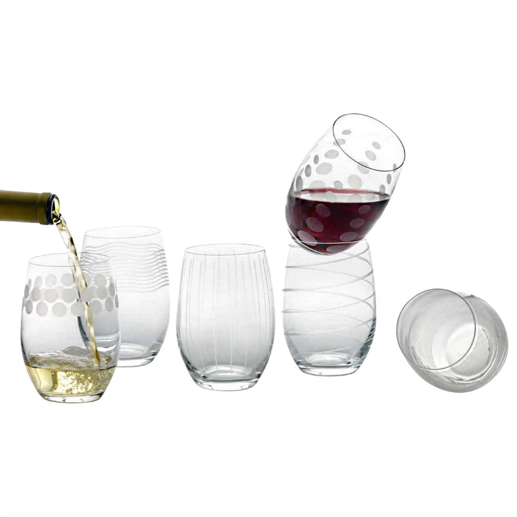 Stemless Etched Wine Glasses M6825