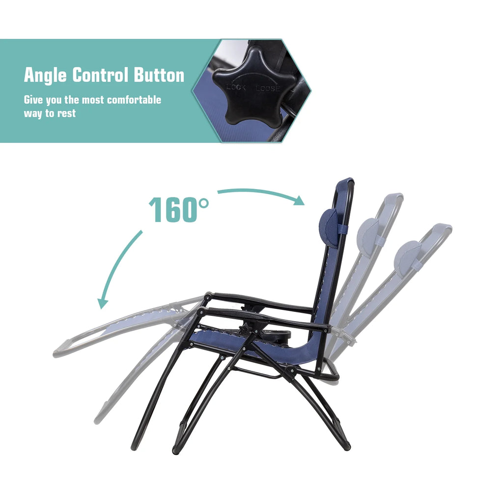 Blue Zero Gravity Reclining Lounge Chair Set of 2 K690633