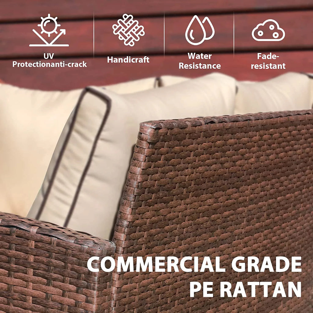 7 Pieces PE Rattan Wicker Patio Sofa Set I839