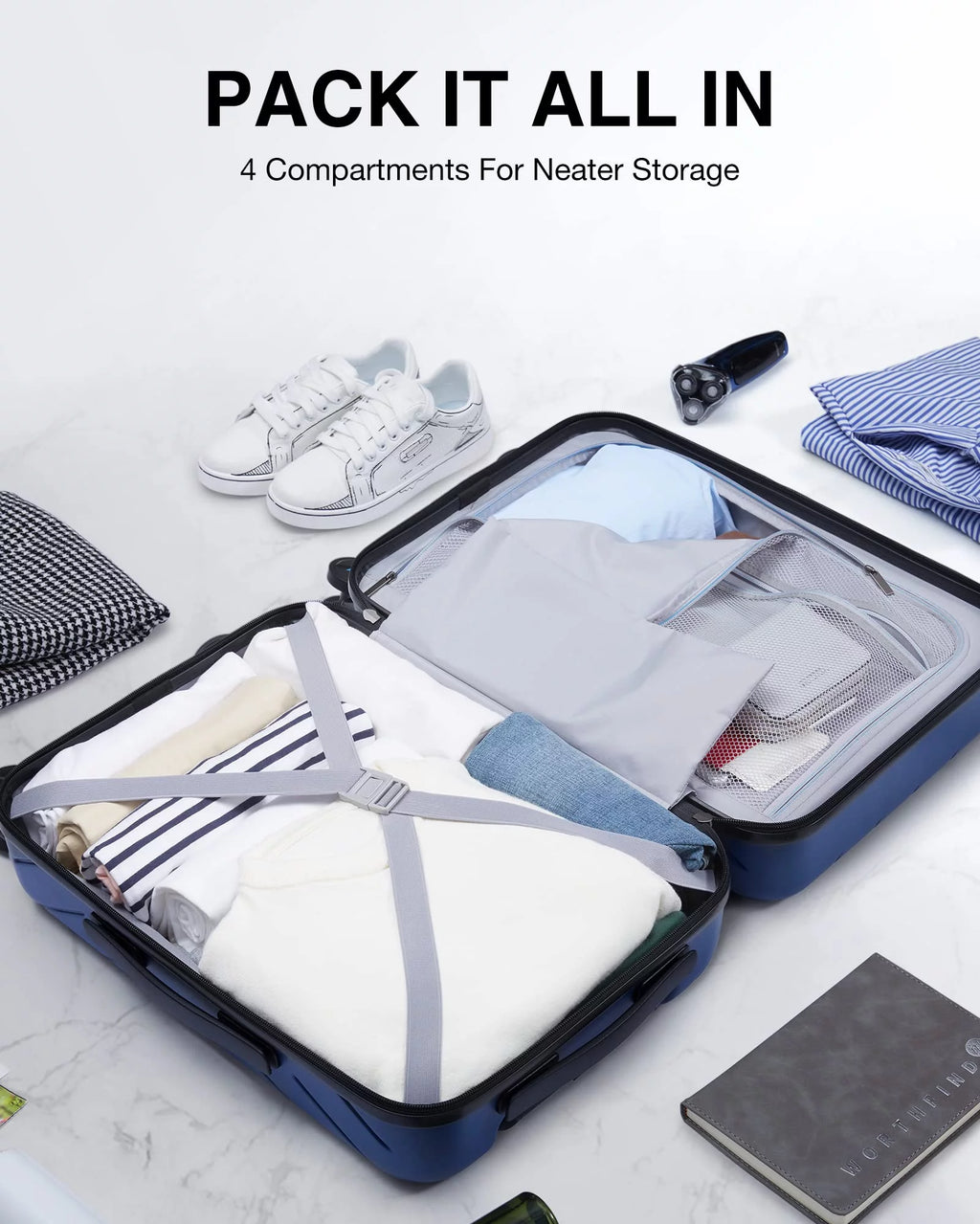 Hardside Carry On Luggage, Lightweight PC Suitcase with Spinner Wheels & TSA Lock Z218454