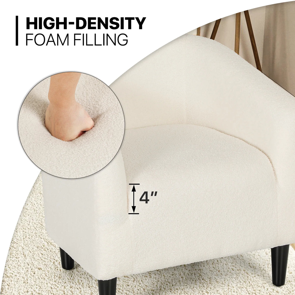Cream Sherpa Upholstered Accent Chair C585