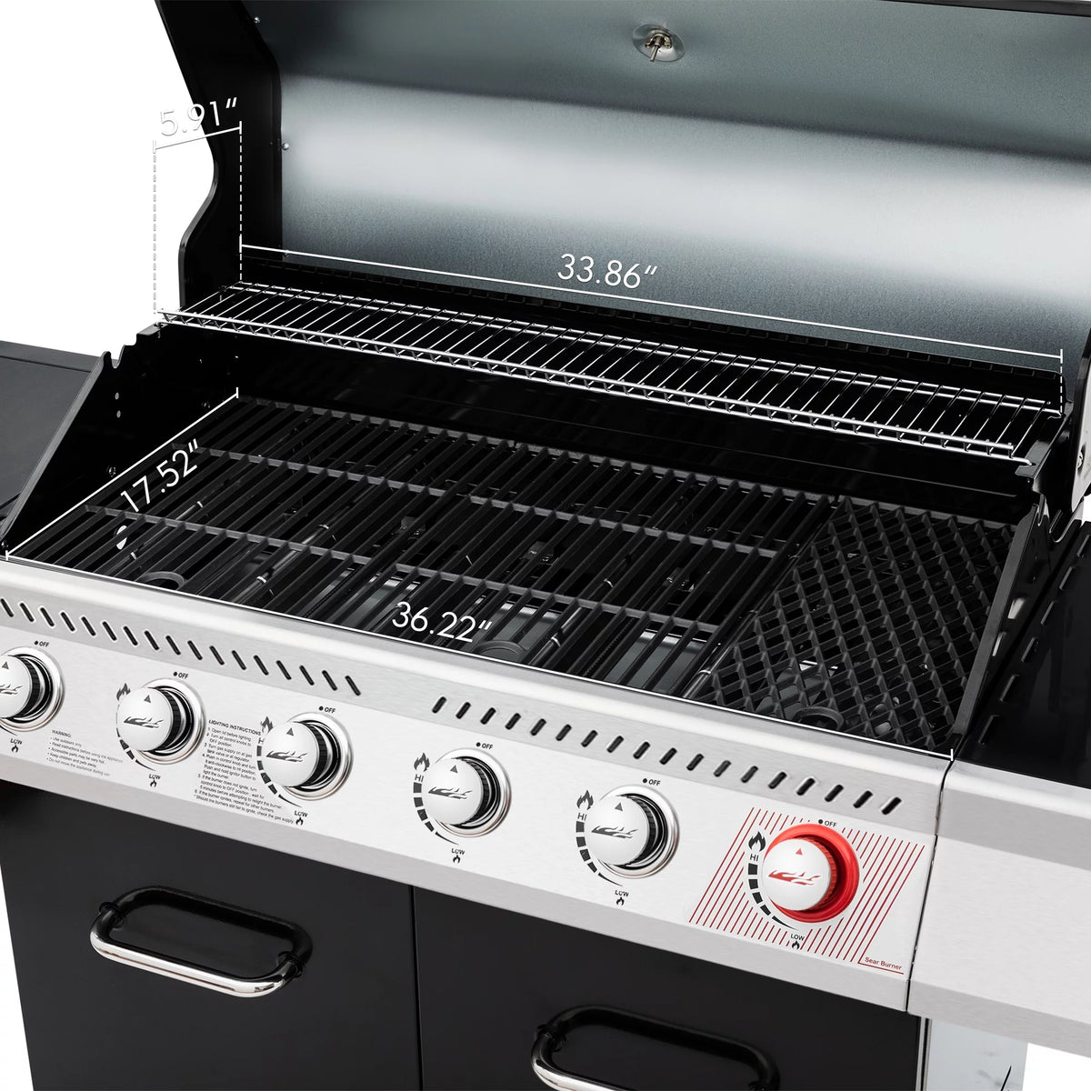 6-Burner Gas Grill with Sear Burner and Side Burner Z796372