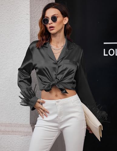Women's Silk Satin Pajama Set Long Sleeve Sleepwear G735092
