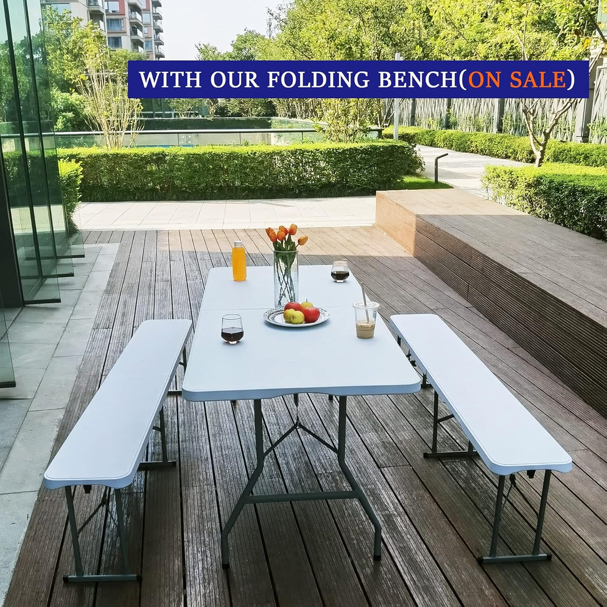 6ft Folding Table Plastic Portable Indoor Outdoor W171751