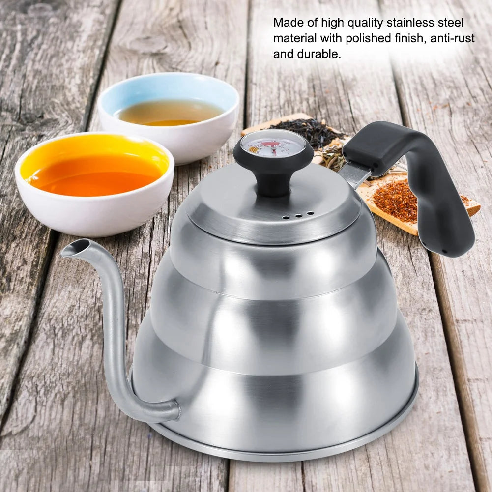 Stainless Steel Tea Pot with Gooseneck and Built-in Thermometer (1L) W3945