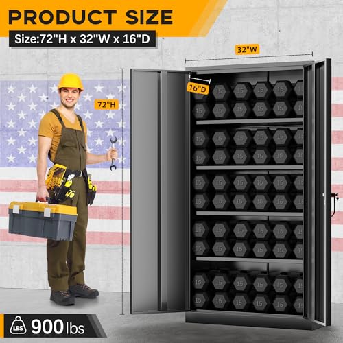 Black Metal Lockable Storage Cabinet with Adjustable Shelves G171