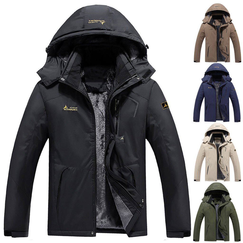 Men's Waterproof Ski Snow Jacket with Removable Hood W46723