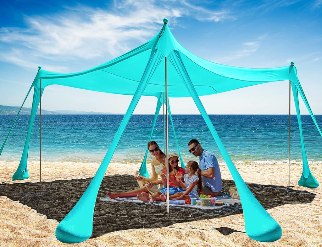 Green 10x10ft UPF50+ Beach Tent Canopy Sun Shelter with 8 Sand Bags K4180