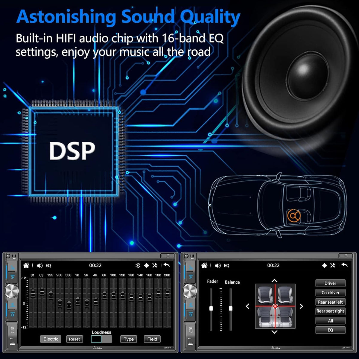 Double Din Car Stereo with 7 HD Touchscreen, Bluetooth 5.2, Backup Camera D31624