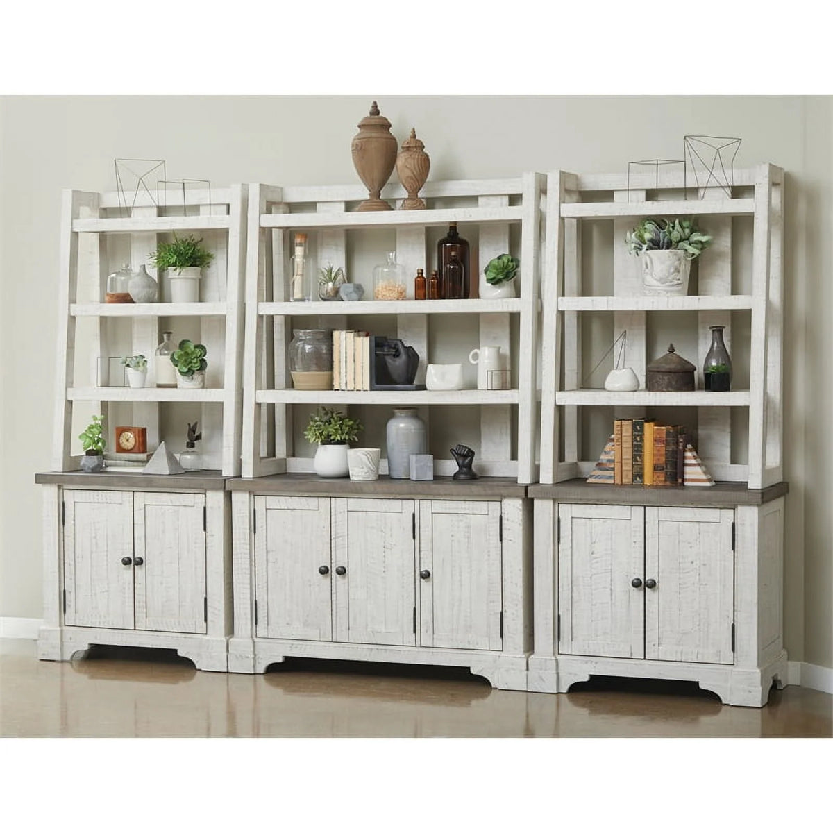 White Wood Credenza with Hutch W995273