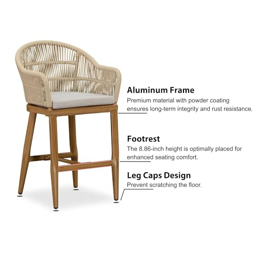 3 Pieces Outdoor Counter Height Bar Stools Set W370325