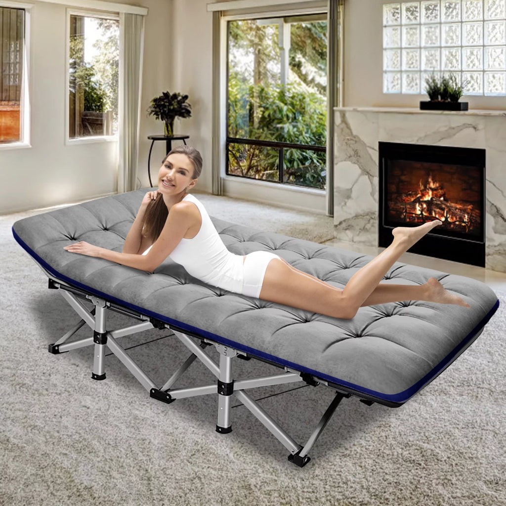 Folding Camping Cot with Cotton Pad & Carry Bag Z9547