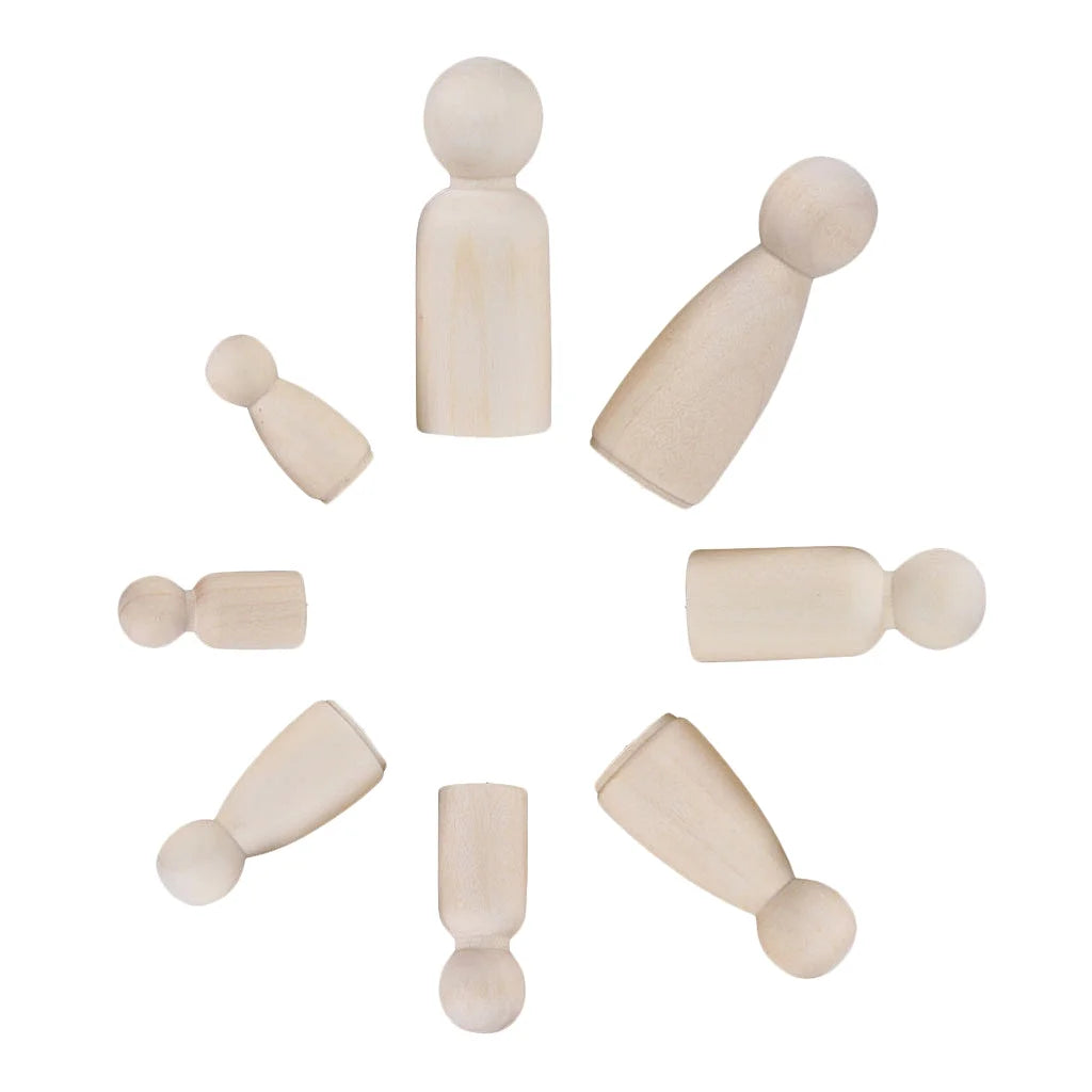 8 Wood Peg Dolls Wooden Figure Toy N343