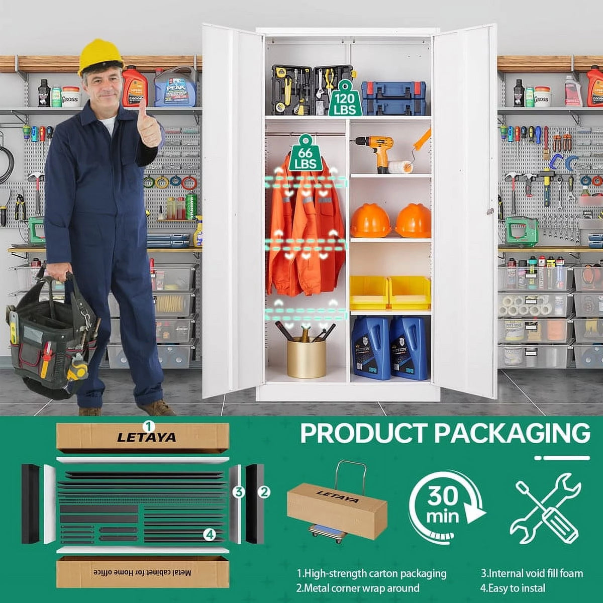 Metal Storage Cabinet with Locking Doors V4053