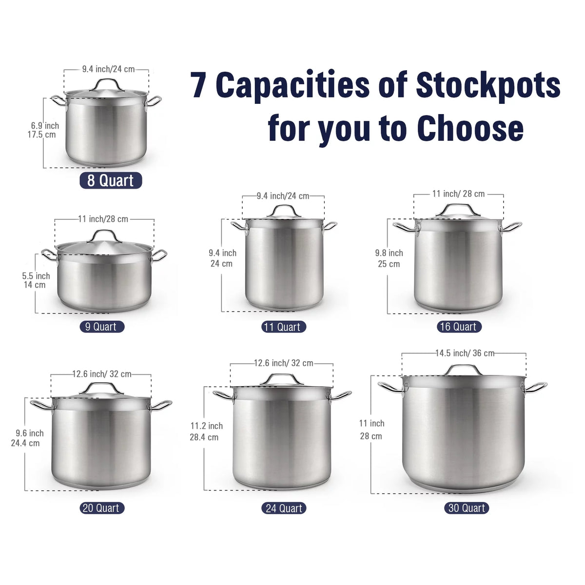 8 Quart Stainless Steel Stock Pot with Lid V8026