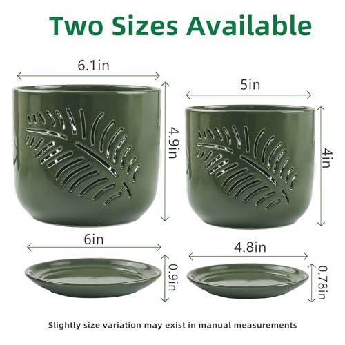 2 Pack 6+5 inch Ceramic Orchid Pots with Holes J770