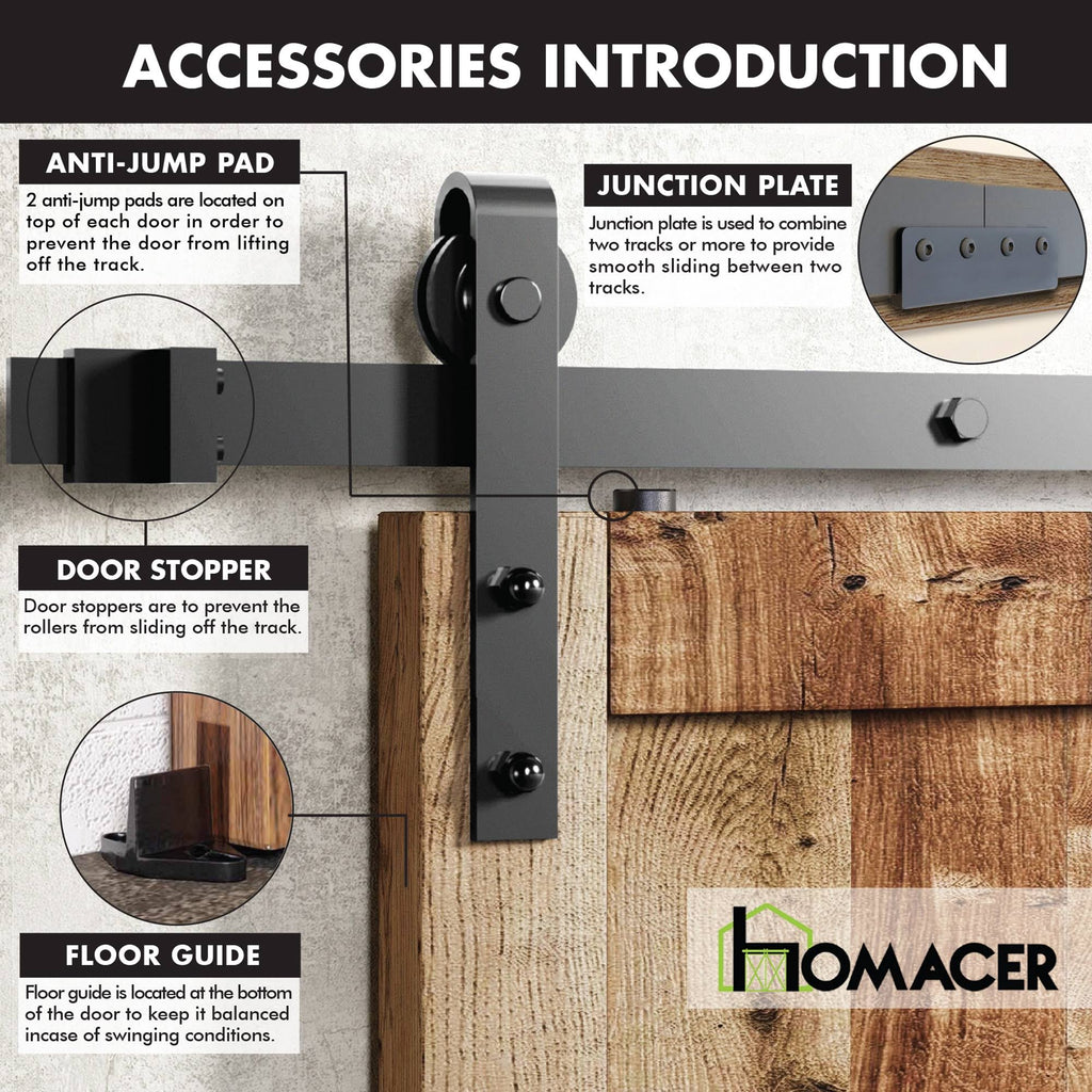 Black 7 ft. Sliding Barn Door Track and Hardware Kit L944