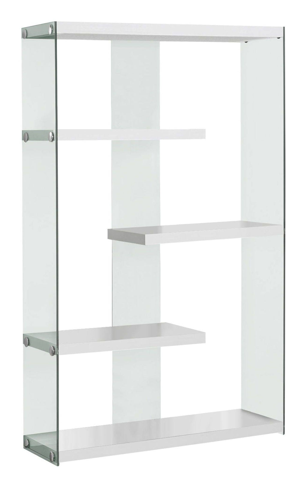 Tempered Glass Bookcase Glossy White D6941