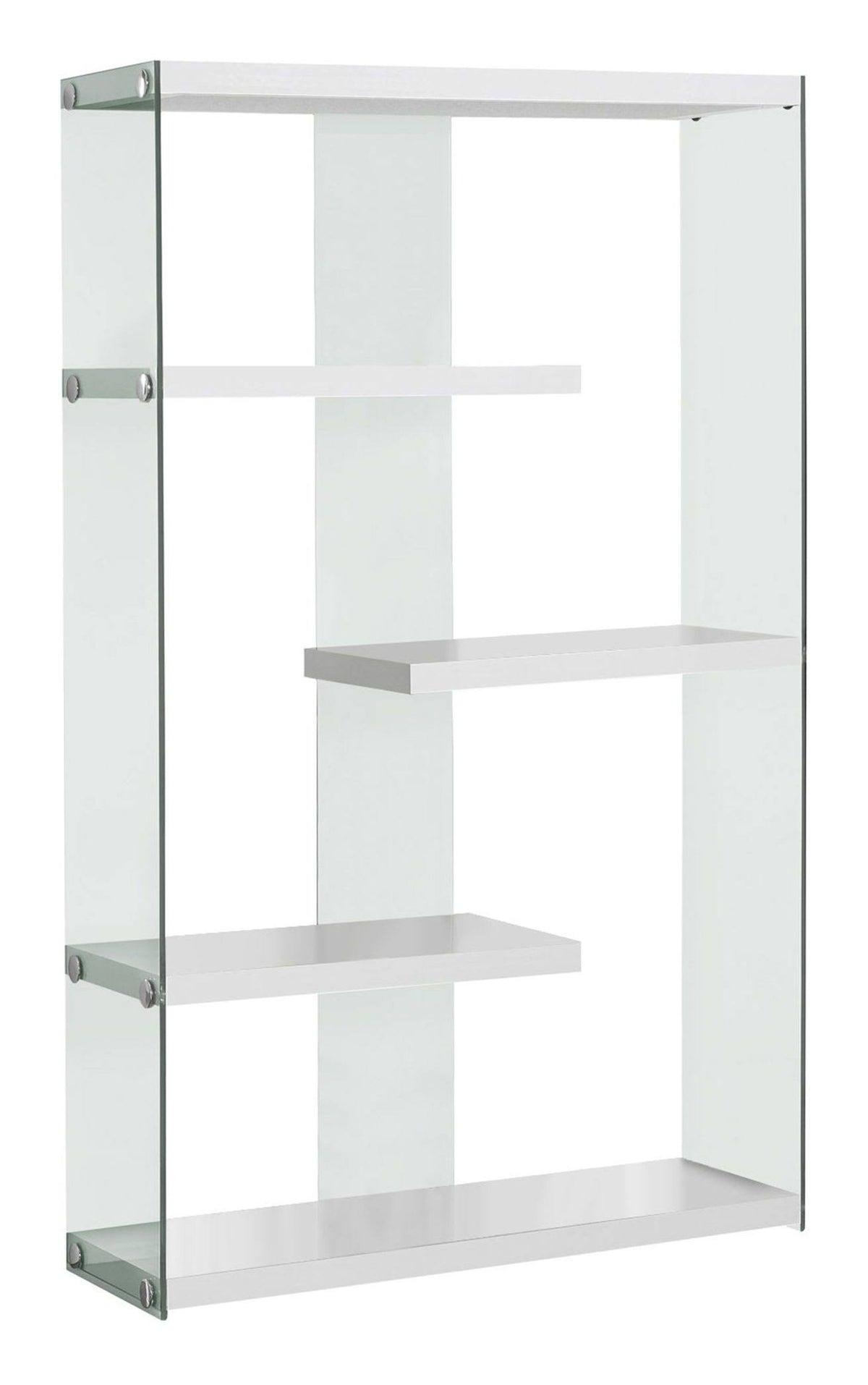 Tempered Glass Bookcase Glossy White D6941