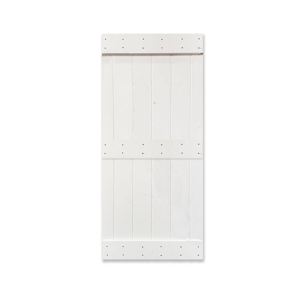 White Stained 2 Panel Solid Knotty Pine Wood Barn Door B2509