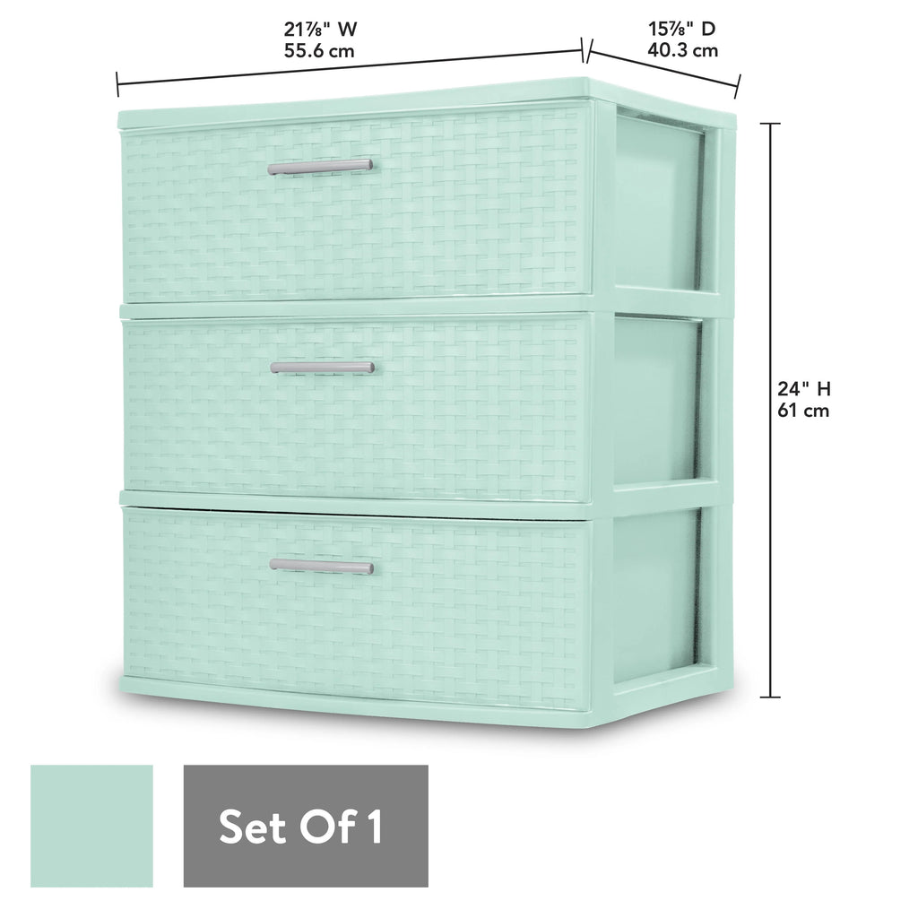 3 Drawer Wide Weave Tower White M3264