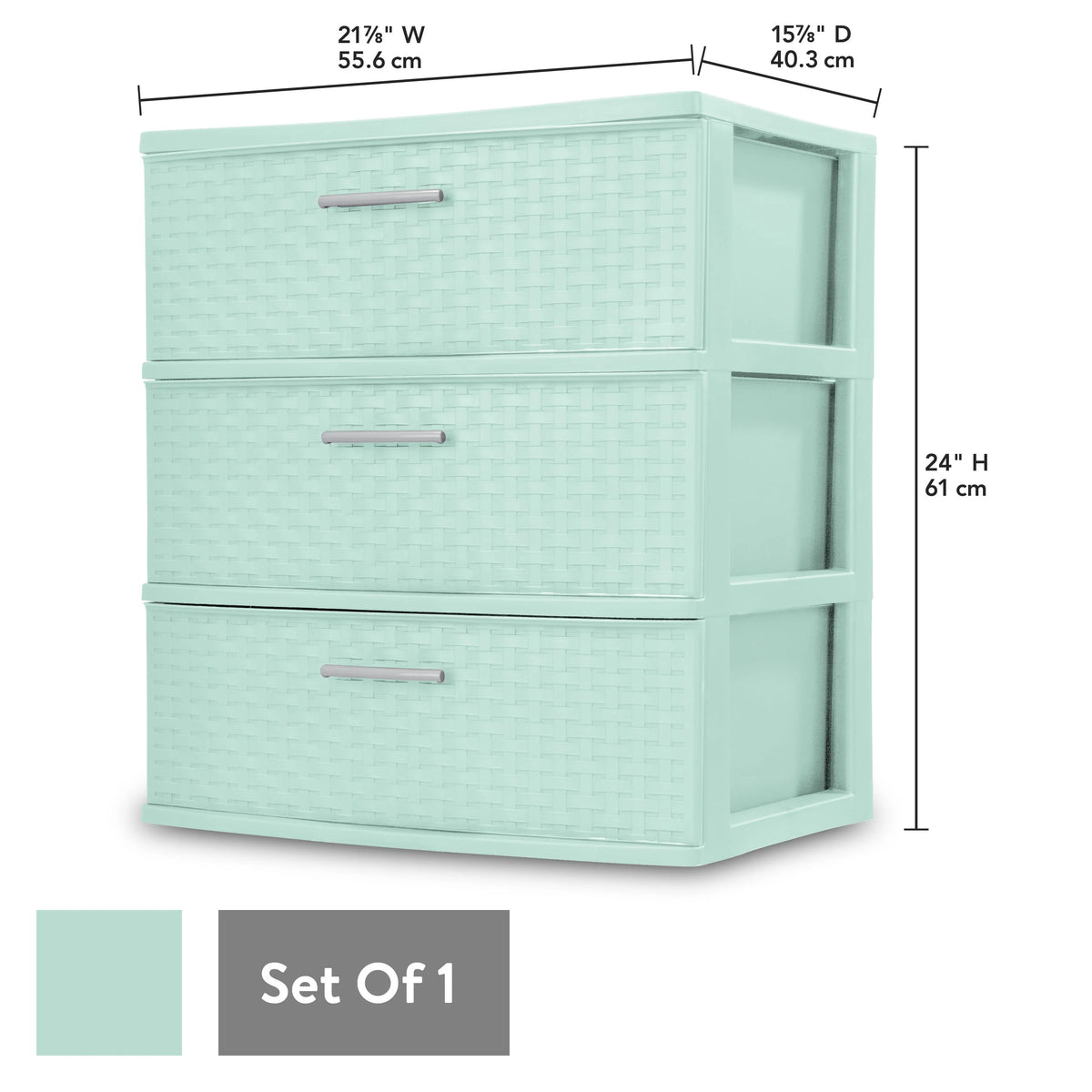 3 Drawer Wide Weave Tower White M3264