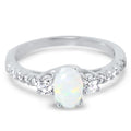 3 Stone Created Opal Engagement Ring Size 7 Q119