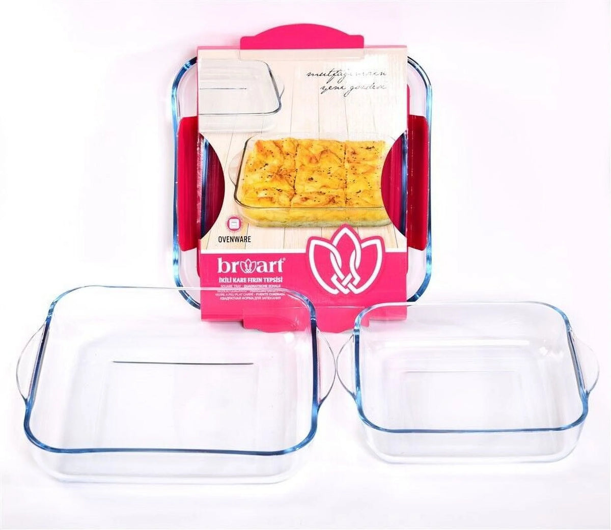 Set of 2 Large Oven Safe Square Glass Baking Dish Q893670