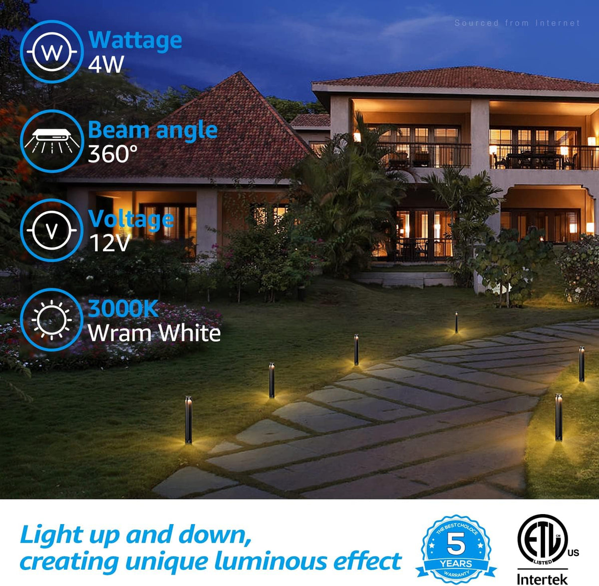 Black Die-Casted Aluminum Bollard Path Light, Pack of 6 I828340