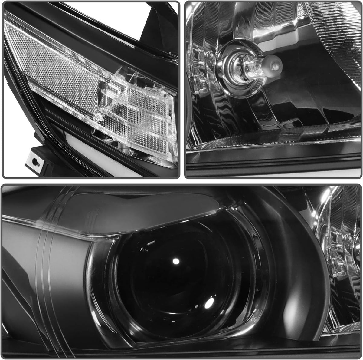 Headlight Assembly Pair for Toyota Camry 2010-2011 Black Housing Clear Lens P37067