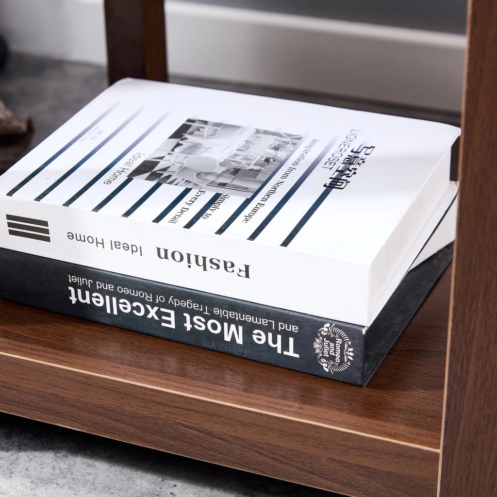 Brown 2-Tier Side Table with Storage Shelf D2120