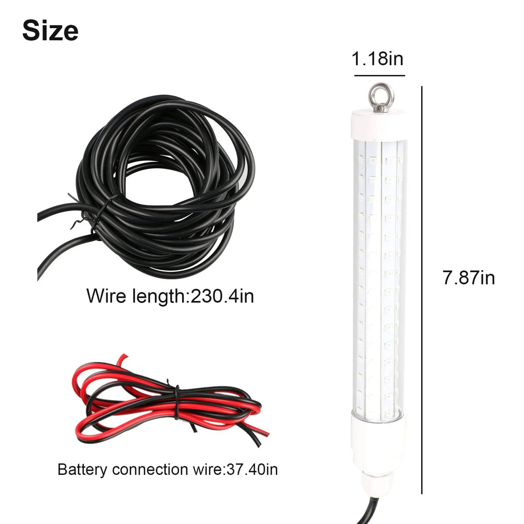2Pcs Underwater Night Fishing Light, 12V 10.5W 120LED 1000 Lumen Green Submersible Fishing Light P2397