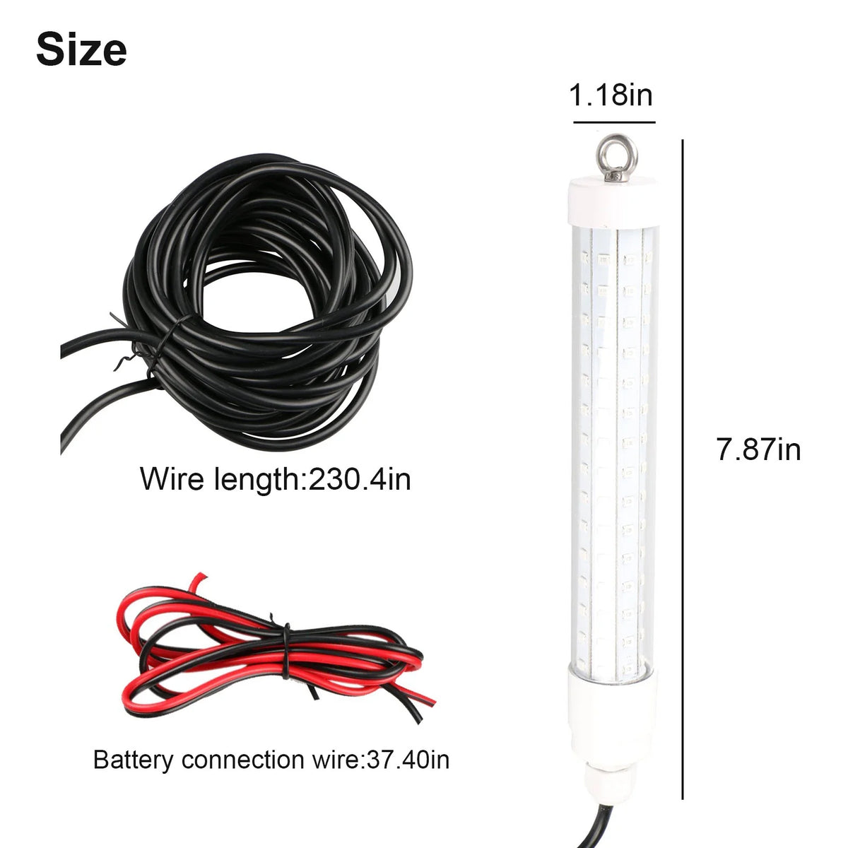 2Pcs Underwater Night Fishing Light, 12V 10.5W 120LED 1000 Lumen Green Submersible Fishing Light P2397