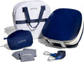 Portable Meditation Chair with Back Support Foldable Seat, Cushion, Carry-All Tote, Adjustable Carrier Strap, Blanket - Navy Blue Shell/White Cushions Y6633