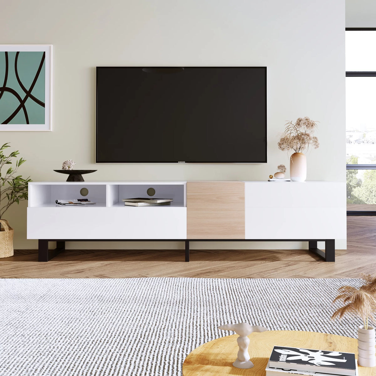 Modern TV Stand with Double Storage Space O51761