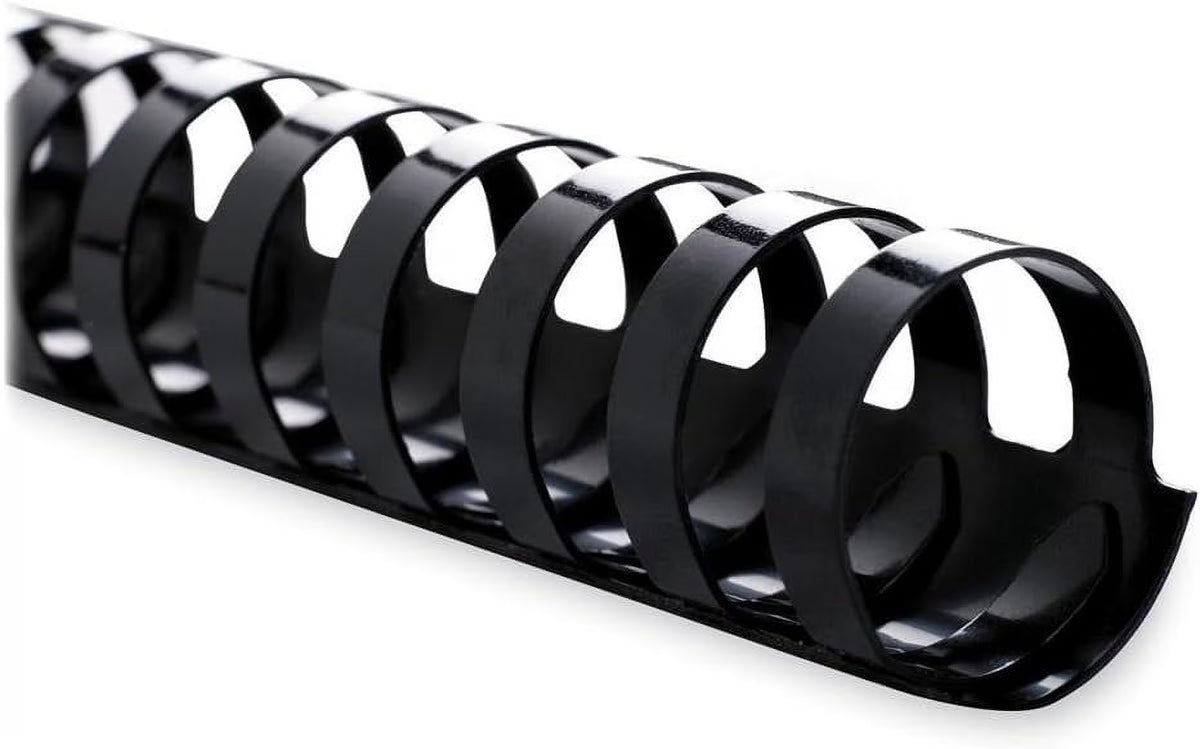 Black Plastic Binding Spines, 100 Per Box, 1", 200 Sheet Capacity Q979