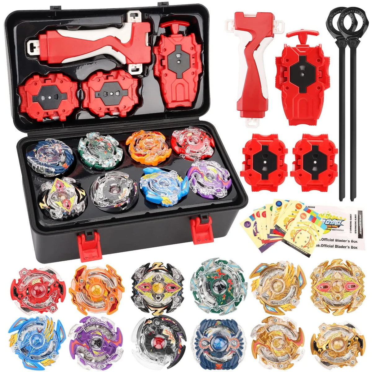 Bey Battling Top Burst Gyro Toy Set, 12 Spinning Tops 3 Launchers 1 Grip R559475