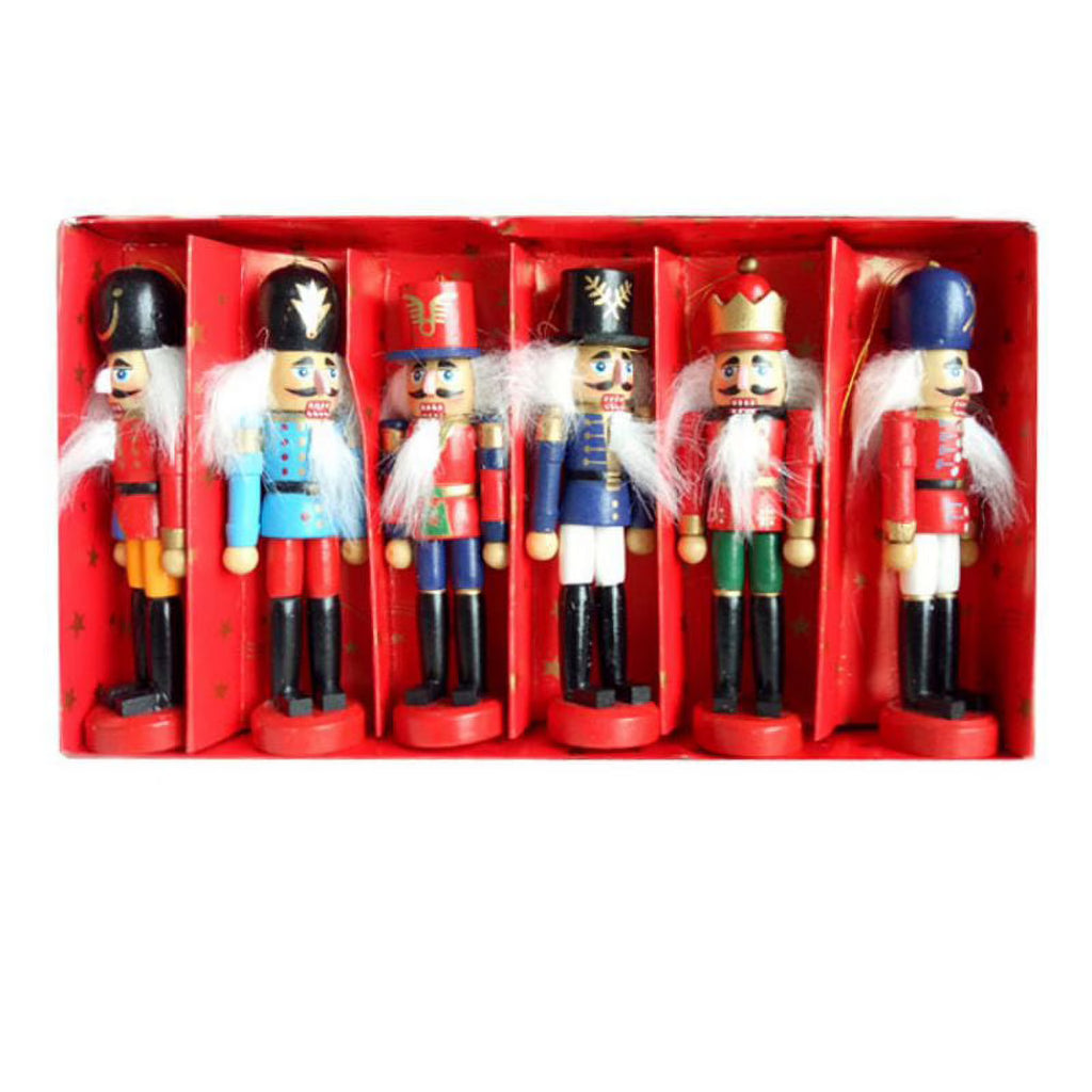 Wooden Nutcracker Puppet Doll Toys, 6 Pieces V197