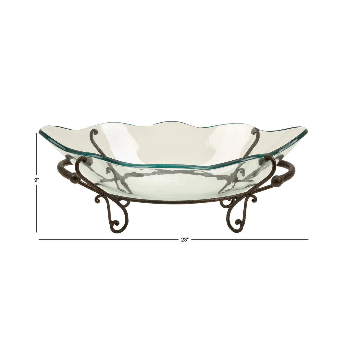 Clear Tempered Glass Serving Bowl with Metal Base C127427
