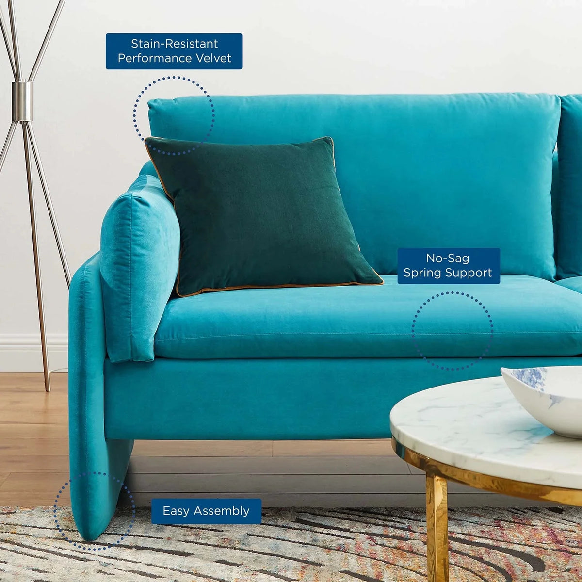 Blue Performance Velvet Sofa O873131