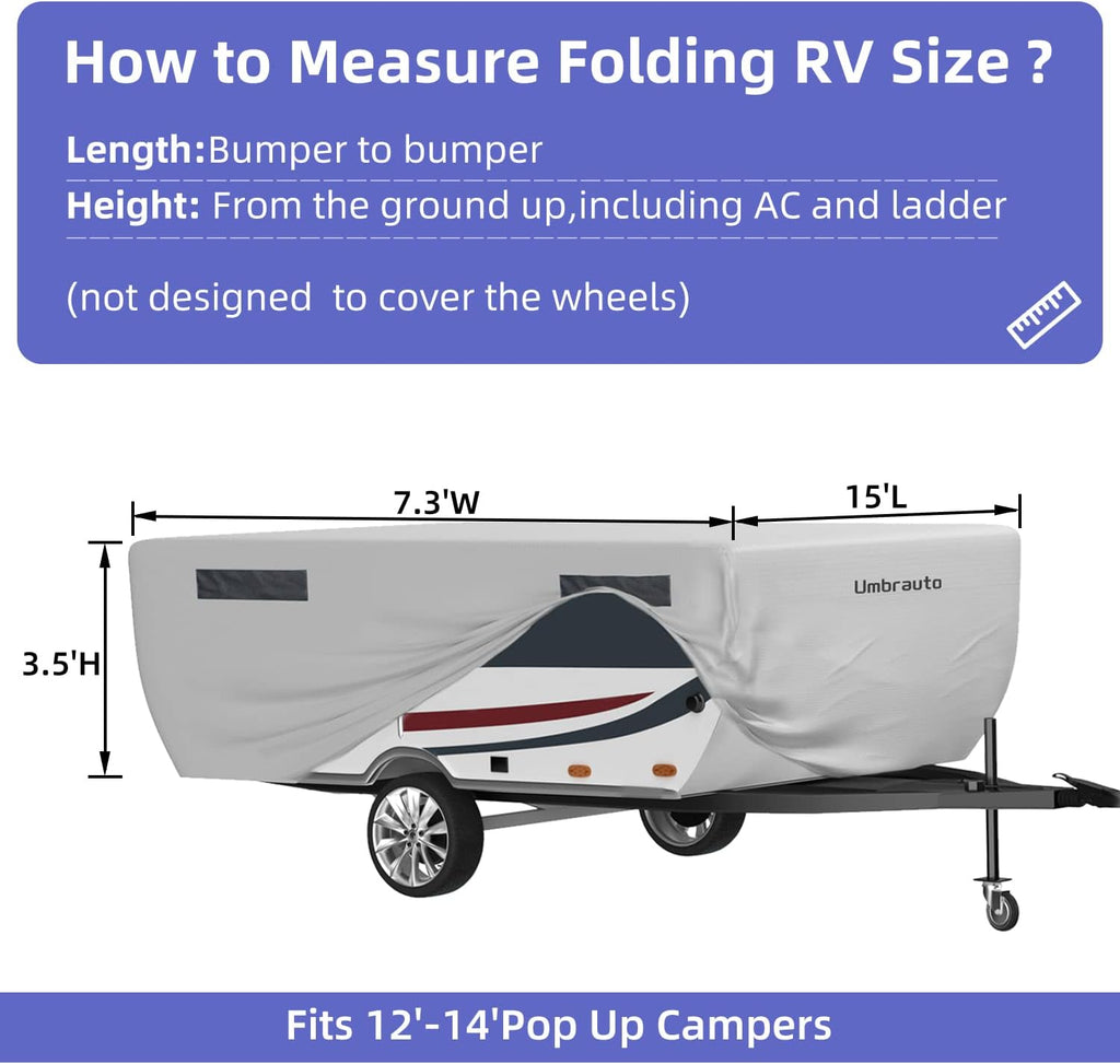 Gray Waterproof Polypropylene Pop Up Camper Cover for 12' - 14' Trailers C4885