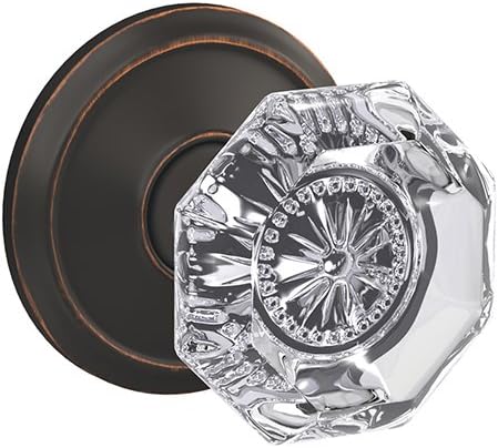 Non-Turning Glass Knob with Camelot Trim, Satin Nickel E7321