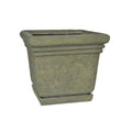 18-1/2 in. Square Cast Stone Planter with Attached Saucer X3244